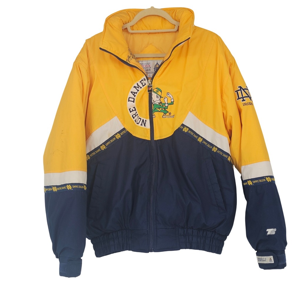 Vintage 90s Notre Dame Fighting Irish Jacket L Turbo Sportswear Puffer NCAA
